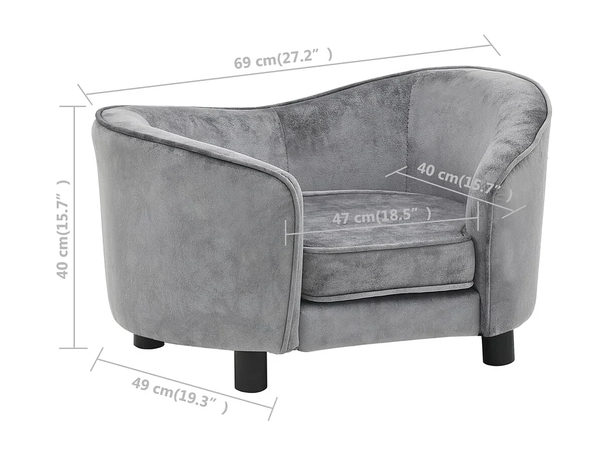 Oriana  Canapé pour cen Gris 69x49x40 cm Peluche