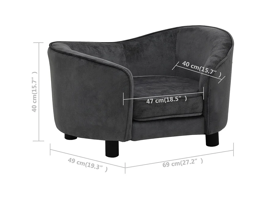 Oriana  Canapé pour cen Gris foncé 69x49x40 cm Peluche