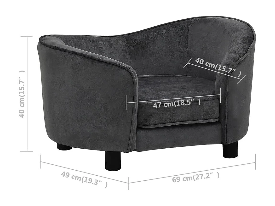 Oriana  Canapé pour cen Gris foncé 69x49x40 cm Peluche