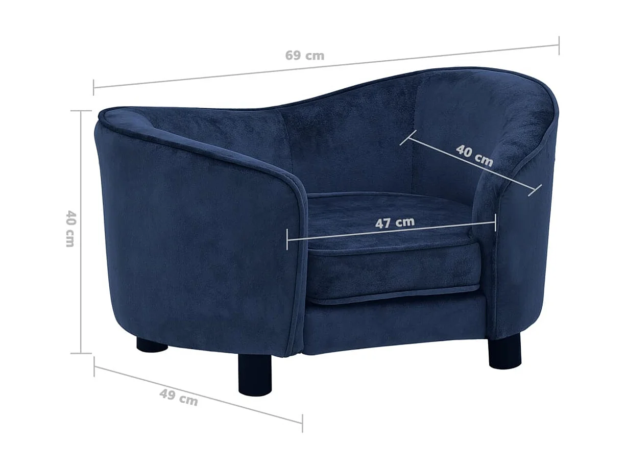 Oriana  Canapé pour cen Bleu 69x49x40 cm Peluche