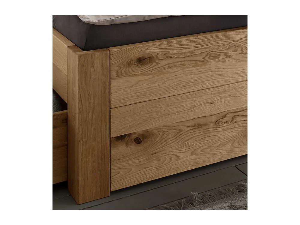 Stauraumbett aus Wildeiche Massivholz Bettkasten