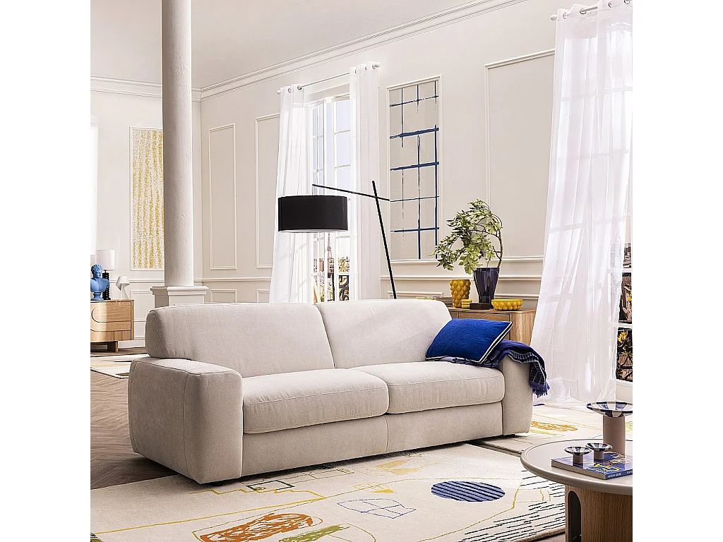 Habitat - Canapé convertible 3 places - Couchage 160 cm - Matelas 16 cm - Tissu Atrani Crème - Faro