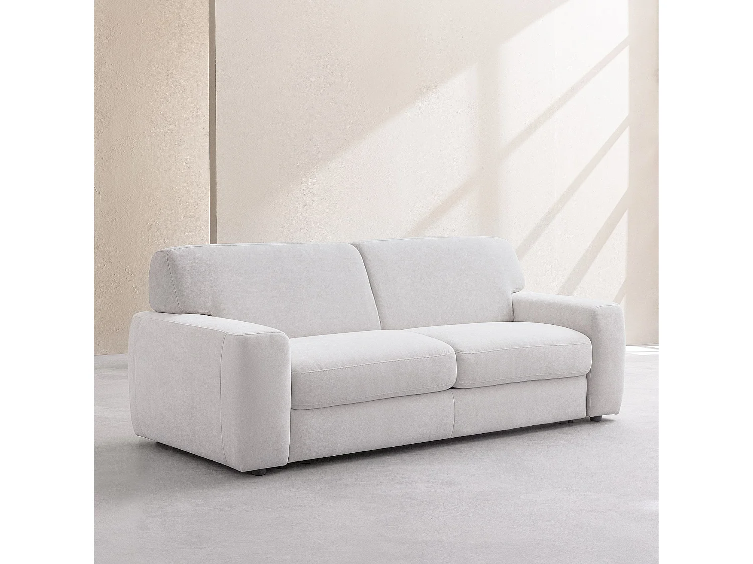 Canapé convertible 3 places - Couchage 160 cm - Matelas 16 cm - Tissu Atrani Crème