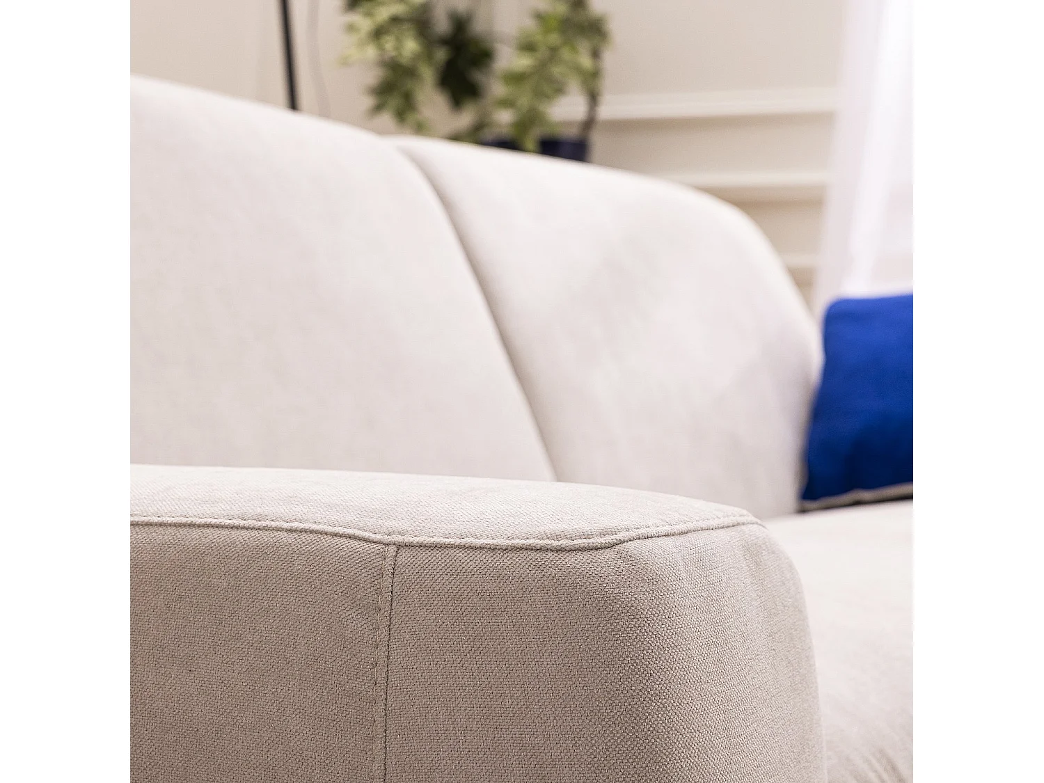 Canapé convertible 3 places - Couchage 160 cm - Matelas 16 cm - Tissu Atrani Crème