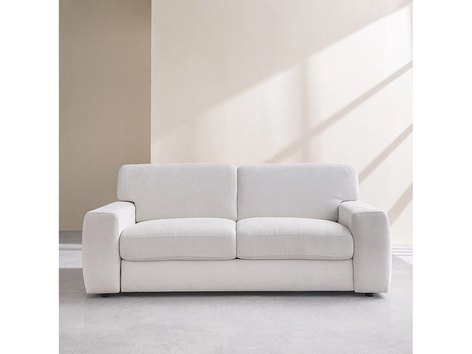 Canapé convertible 2 places - Couchage 140 cm - Matelas 16 cm - Tissu Atrani Crème