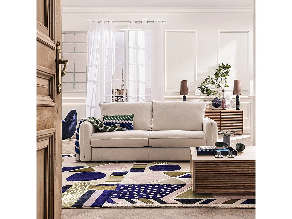 Habitat - Canapé convertible 2 places - Couchage 140 cm - Matelas 13 cm - Tissu Norcia Écru - Oslo