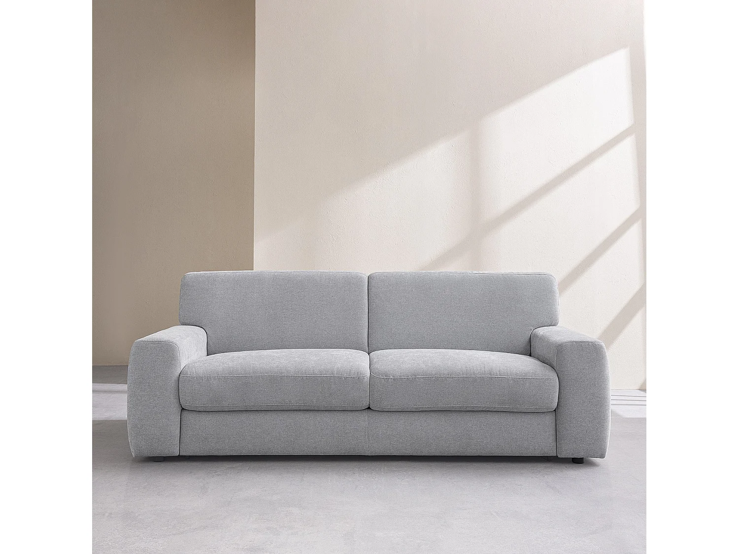 Canapé convertible 3 places - Couchage 160 cm - Matelas 16 cm - Tissu Atrani Gris