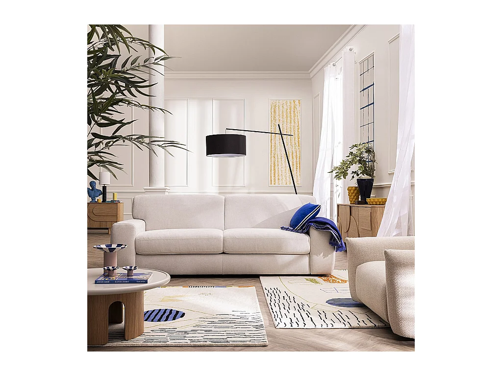 Habitat - Canapé convertible 2 places - Couchage 140 cm - Matelas 16 cm - Tissu Atrani Gris - Faro