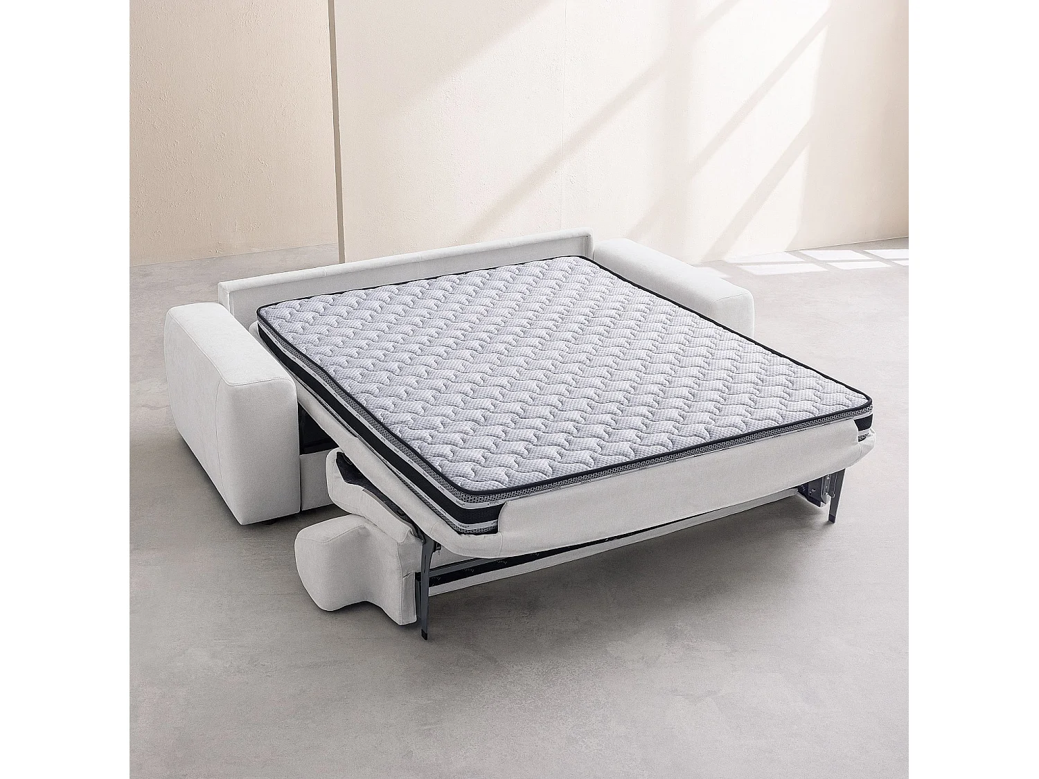 Canapé convertible 2 places - Couchage 140 cm - Matelas 16 cm - Tissu Atrani Gris