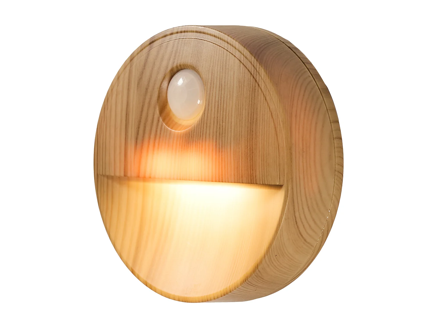 Lot de 2 Lampes Effet Bois avec Détecteur de Mouvement et Pile - Marron 8cm