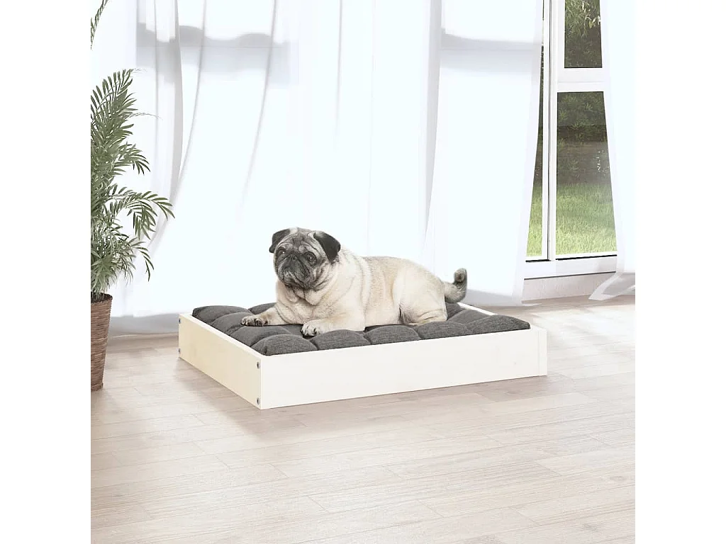 Karlee  Cama para perros madera maciza de pino blanco 61,5x49x9 cm