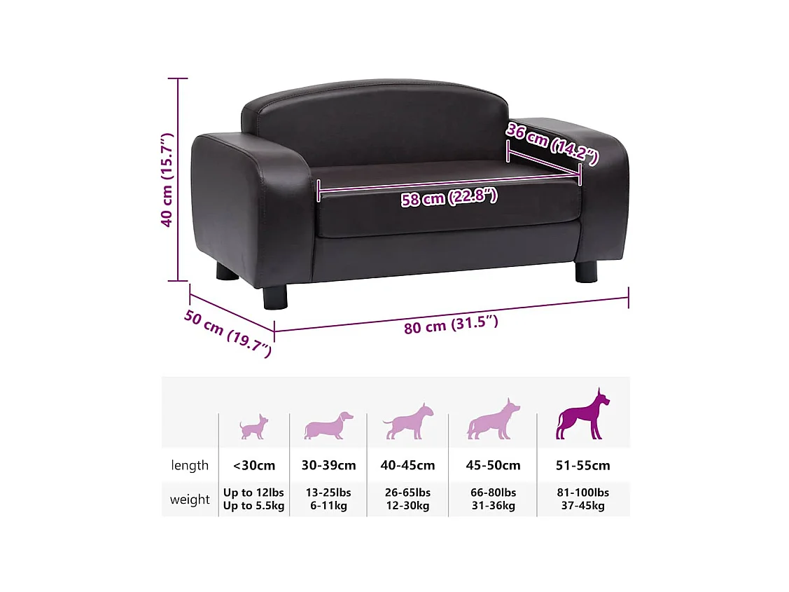 Dalin  Canapé pour cen Marron 80x50x40 cm Similicuir