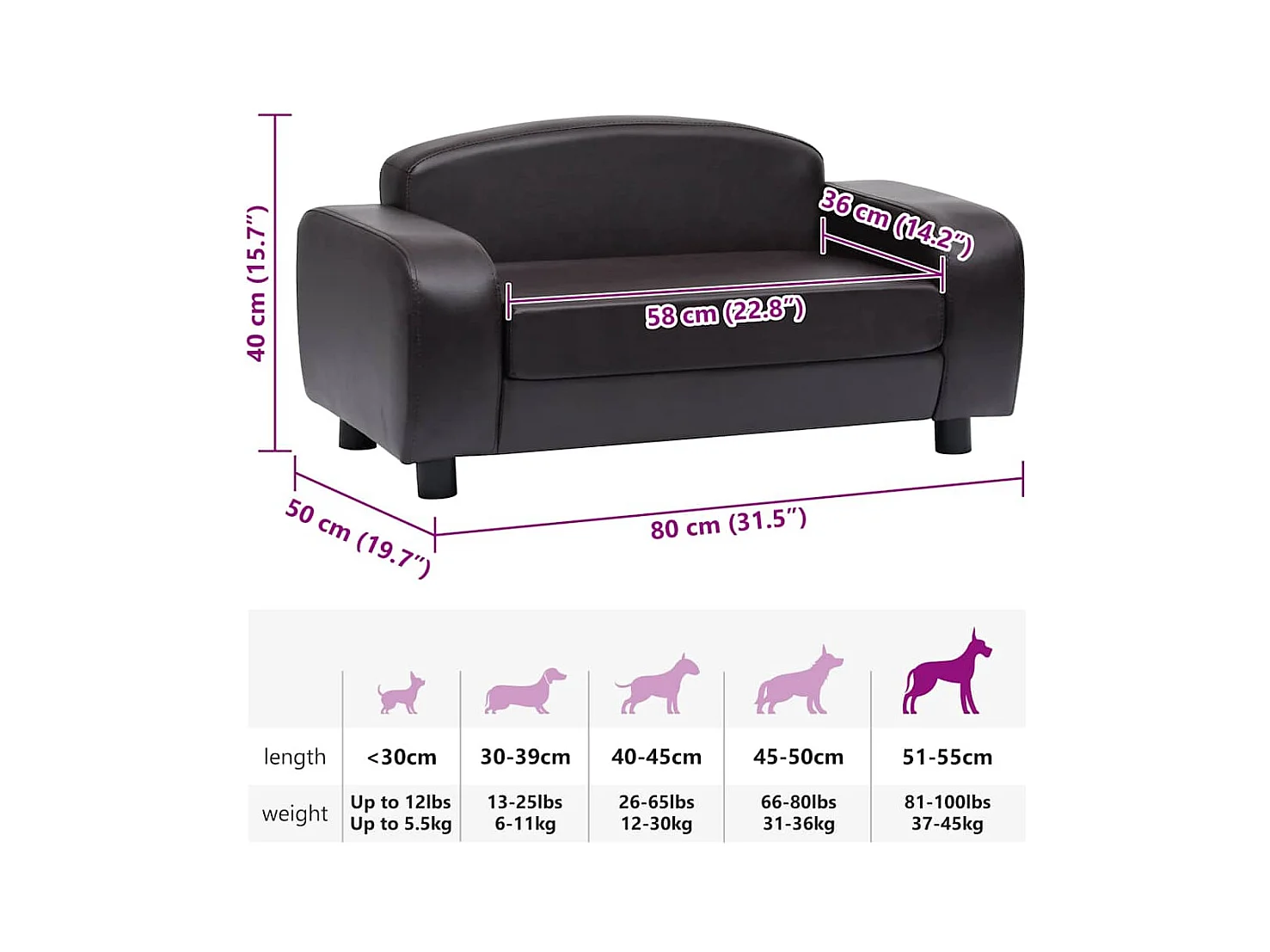 Dalin  Canapé pour cen Marron 80x50x40 cm Similicuir