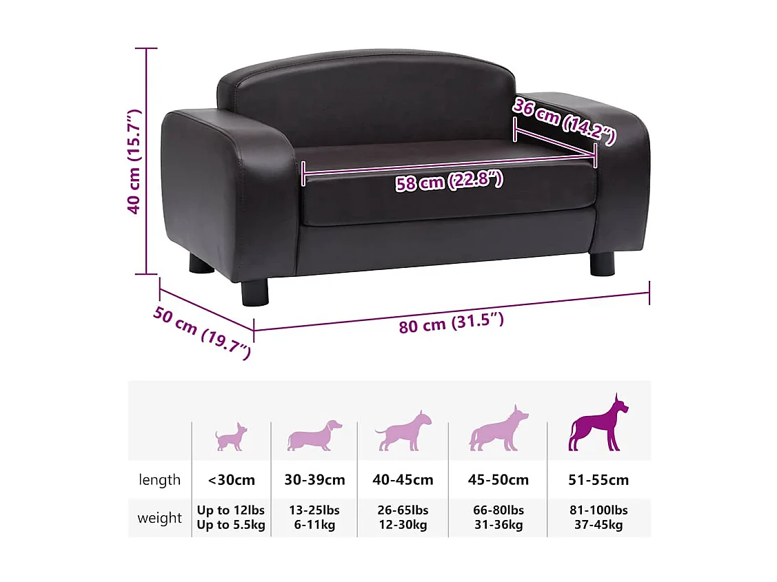 Dalin  Canapé pour cen Marron 80x50x40 cm Similicuir