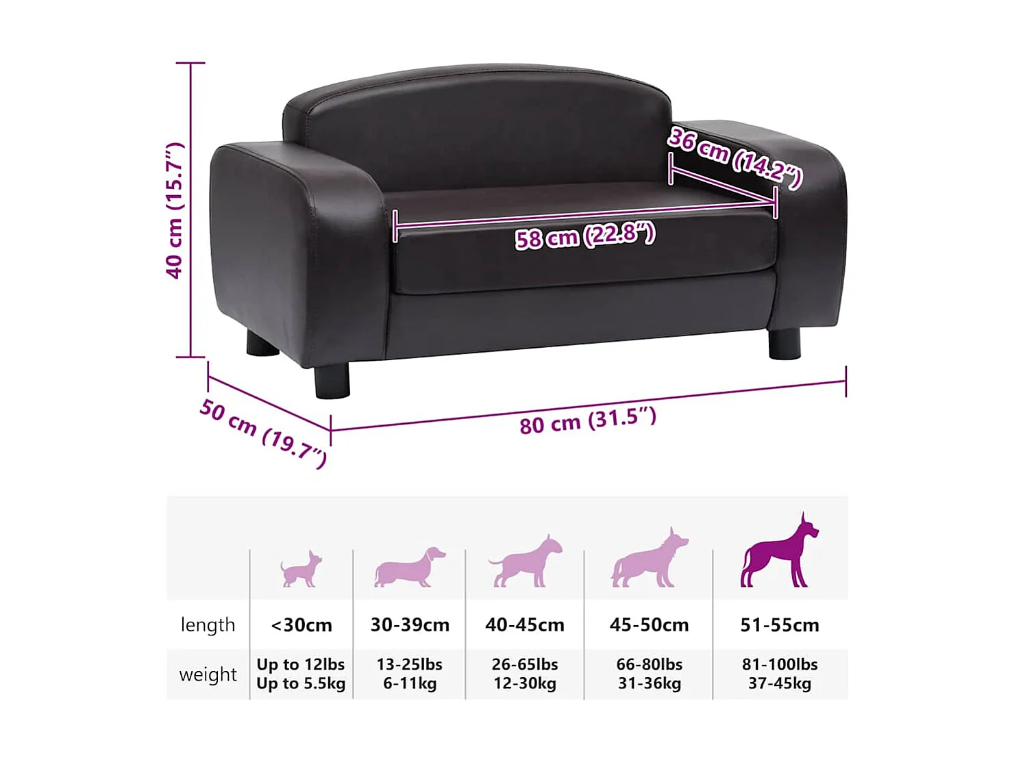 Dalin  Canapé pour cen Marron 80x50x40 cm Similicuir