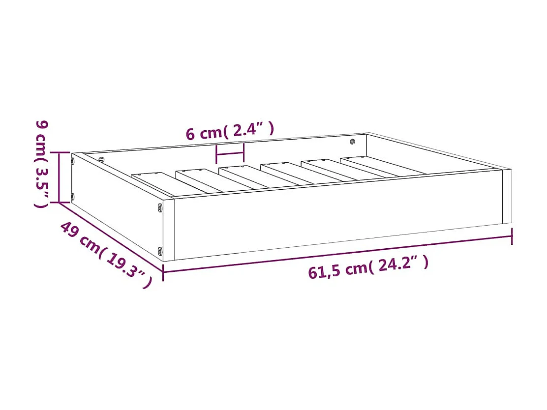 Karlee  Lit pour cen Noir 61,5x49x9 cm Bois de pin solide