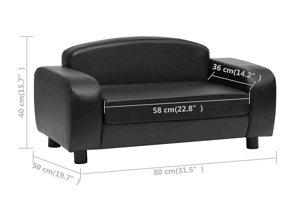 Dalin  Canapé pour cen Noir 80x50x40 cm Similicuir