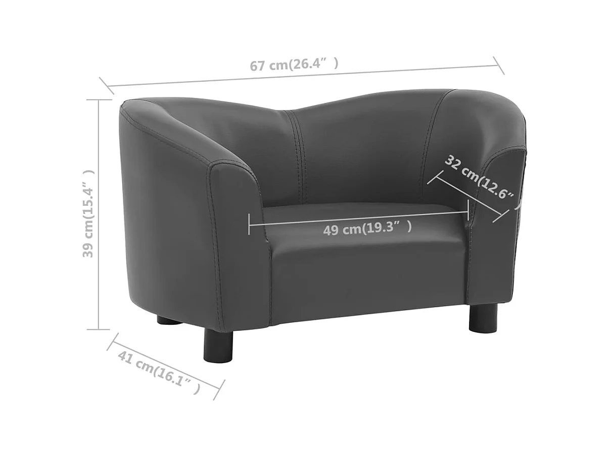 Lyrjar  Canapé pour cen Gris 67x41x39 cm Similicuir