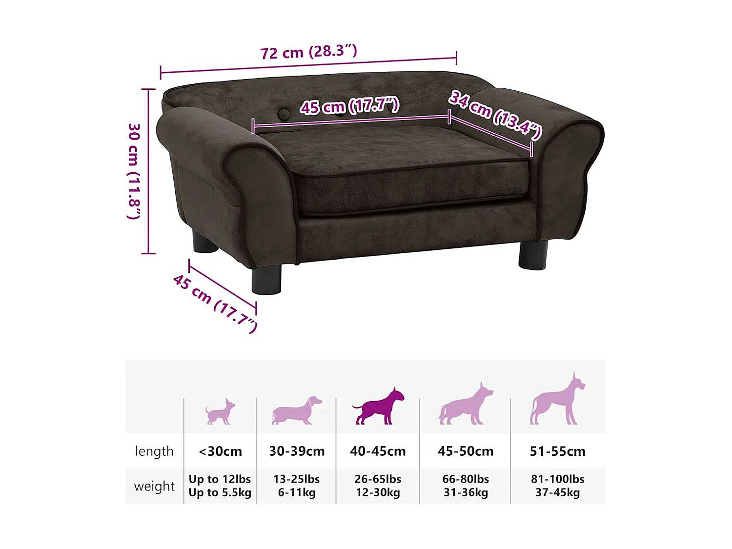 Sarah  Canapé pour cen Marron 72x45x30 cm Peluche