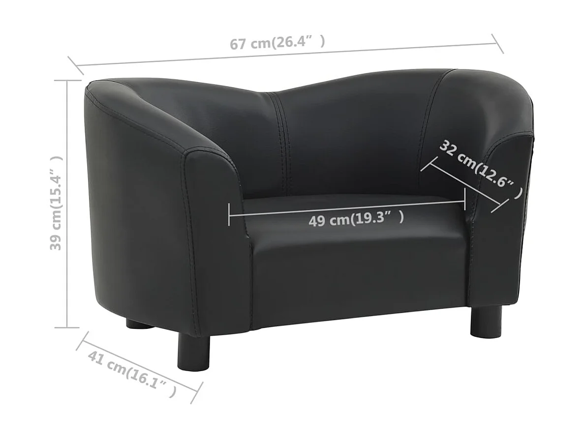 Lyrjar  Canapé pour cen Noir 67x41x39 cm Similicuir