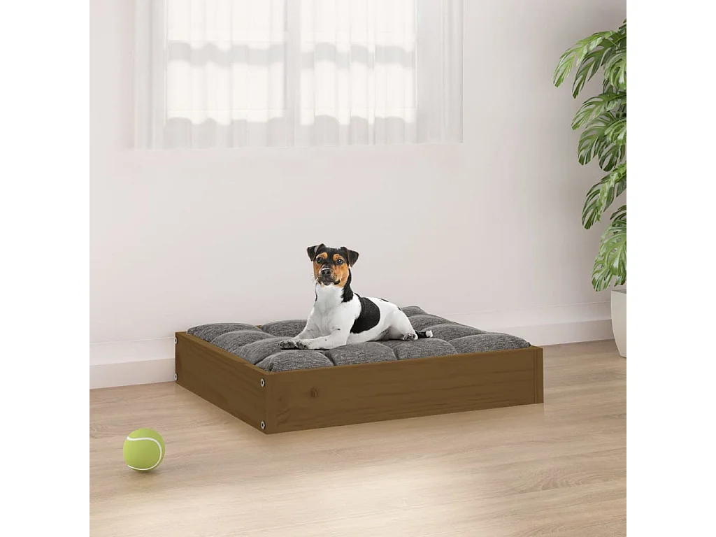 Karlee  Cama para perros madera maciza pino marrón miel 51,5x44x9 cm