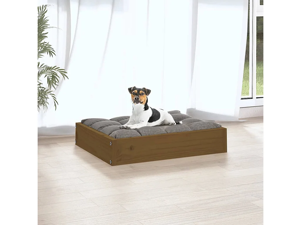 Karlee  Cama para perros madera maciza pino marrón miel 51,5x44x9 cm