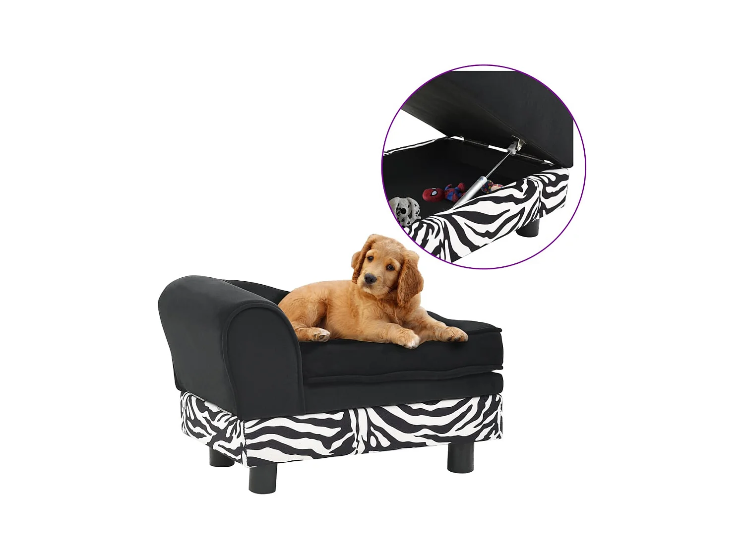 Garden Furniture -  Canapé pour cen Noir 57x34x36 cm Peluche