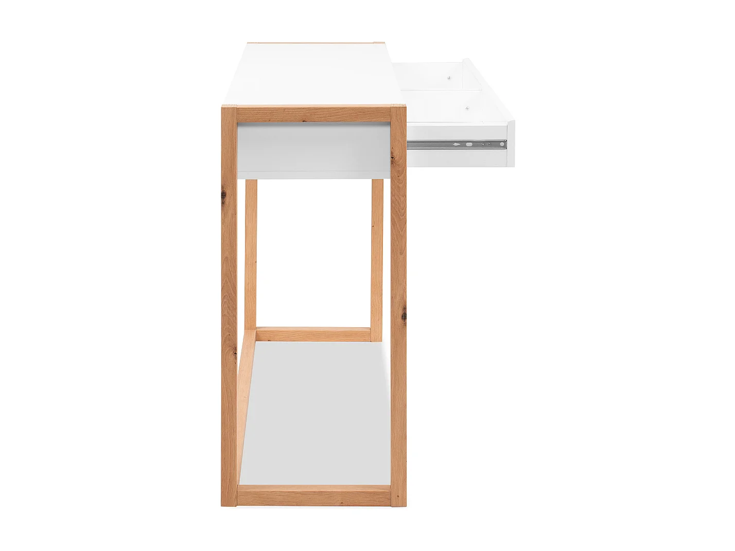 Console 2 tiroirs décor blanc et chêne artisan L100 cm - NOVA