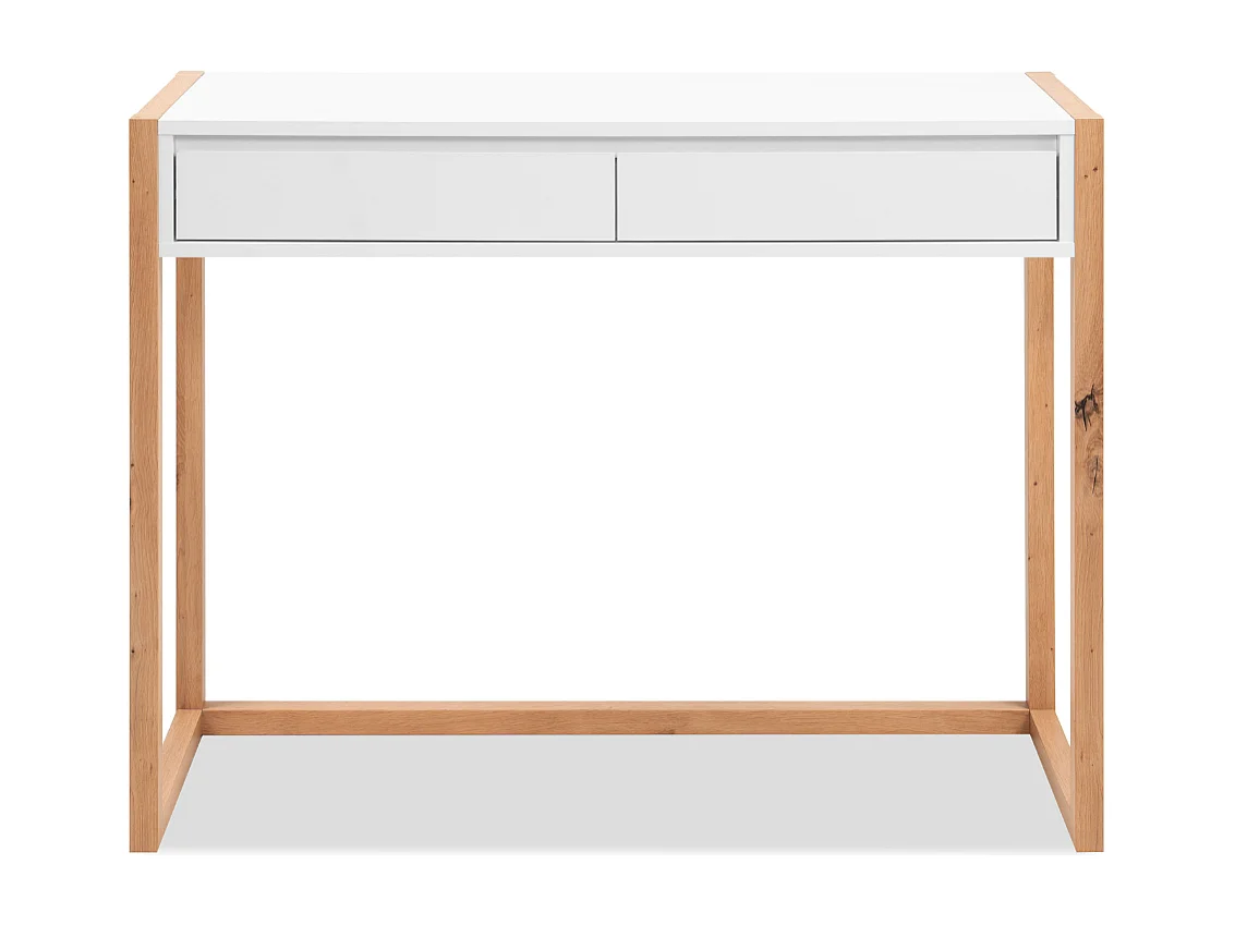 Console met 2 lades, decor wit en eiken, artisan L100 cm - NOVA