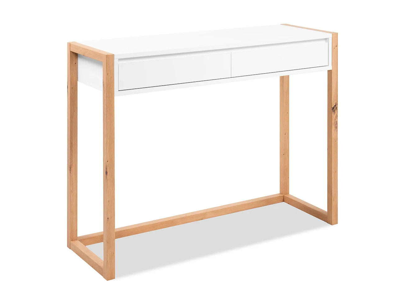 Console met 2 lades, decor wit en eiken, artisan L100 cm - NOVA