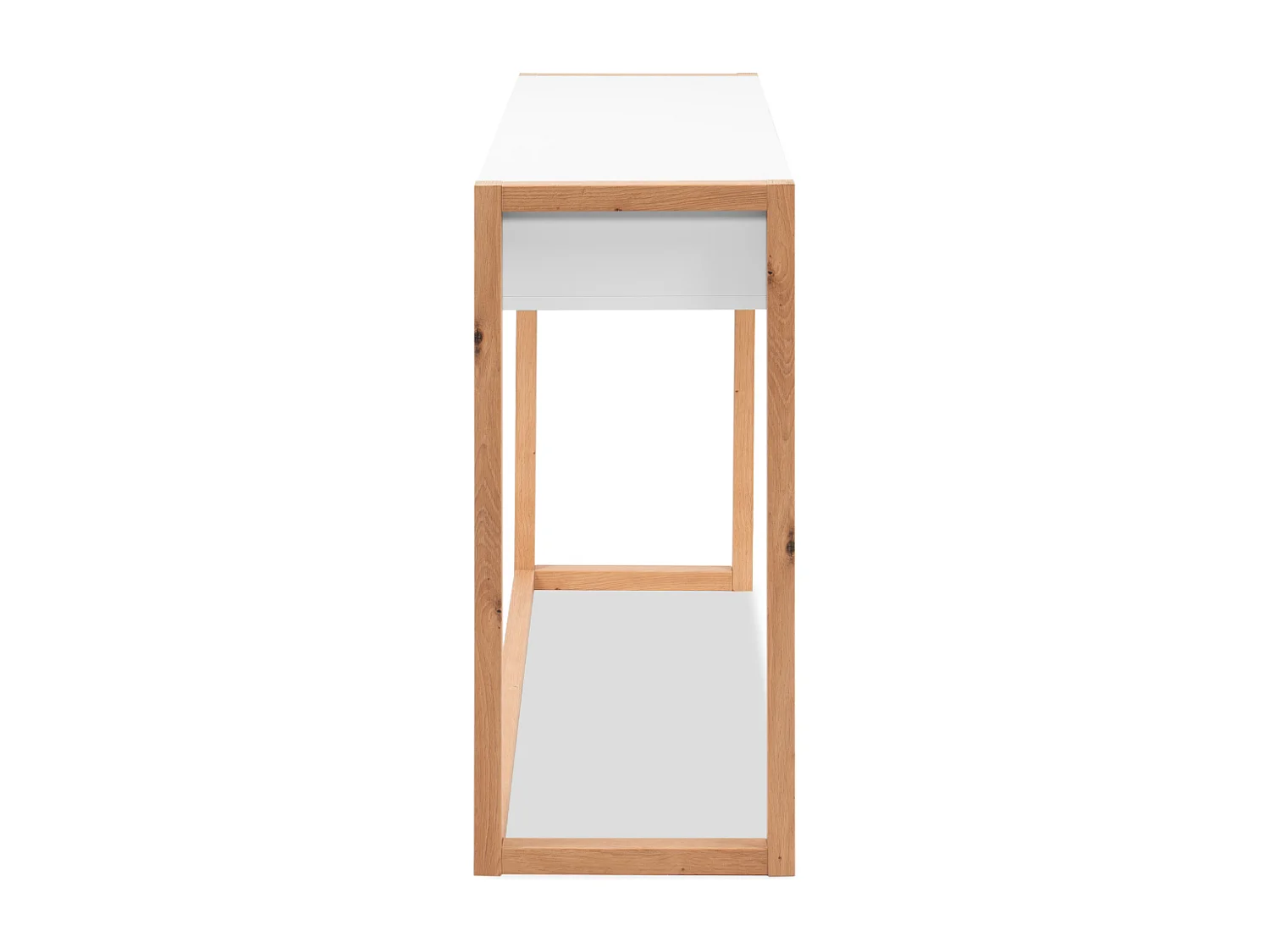 Console met 2 lades, decor wit en eiken, artisan L100 cm - NOVA