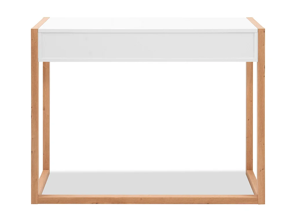 Console 2 tiroirs décor blanc et chêne artisan L100 cm - NOVA