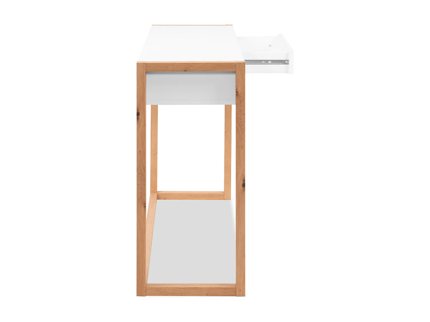 Console 2 tiroirs décor blanc et chêne artisan L100 cm - NOVA