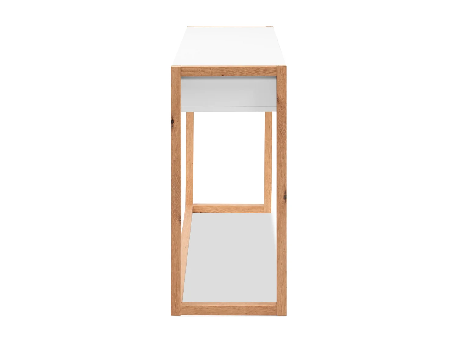 Console 2 tiroirs décor blanc et chêne artisan L100 cm - NOVA