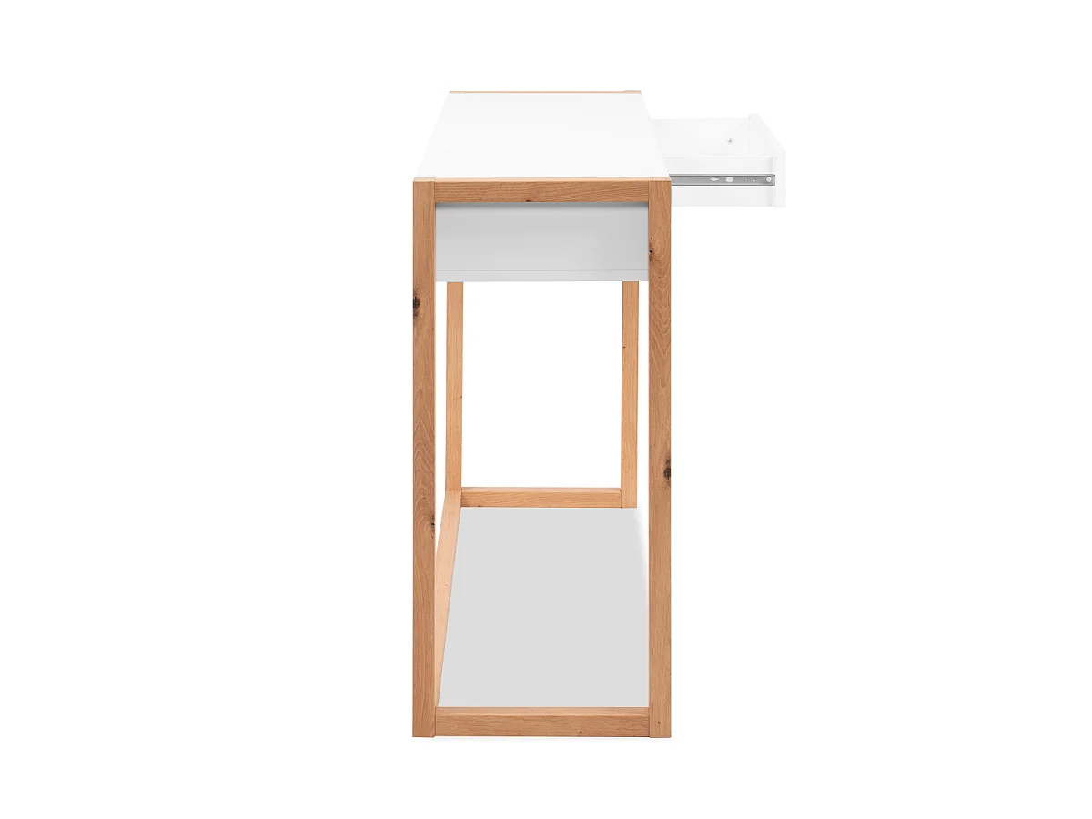 Console 2 tiroirs décor blanc et chêne artisan L100 cm - NOVA