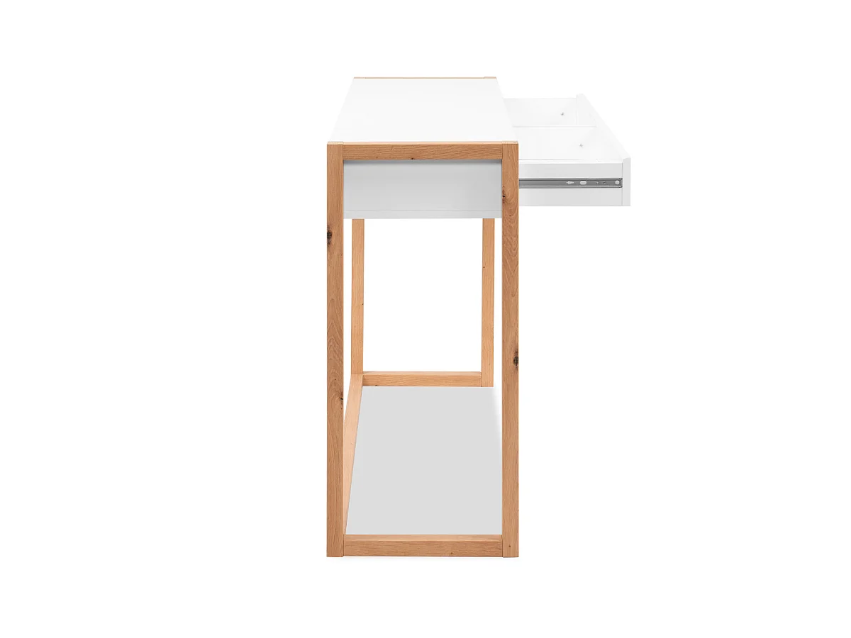 Console 2 tiroirs décor blanc et chêne artisan L100 cm - NOVA