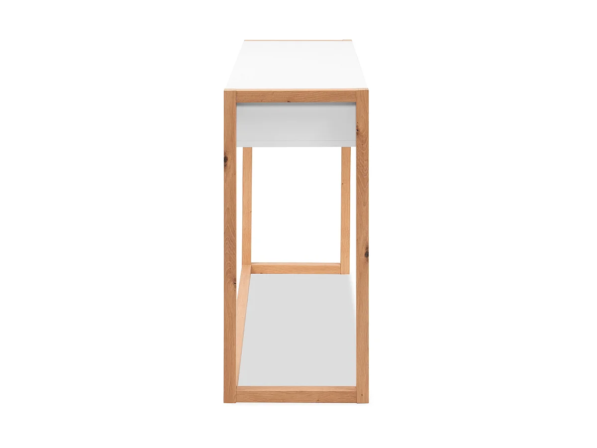 Console 2 tiroirs décor blanc et chêne artisan L100 cm - NOVA