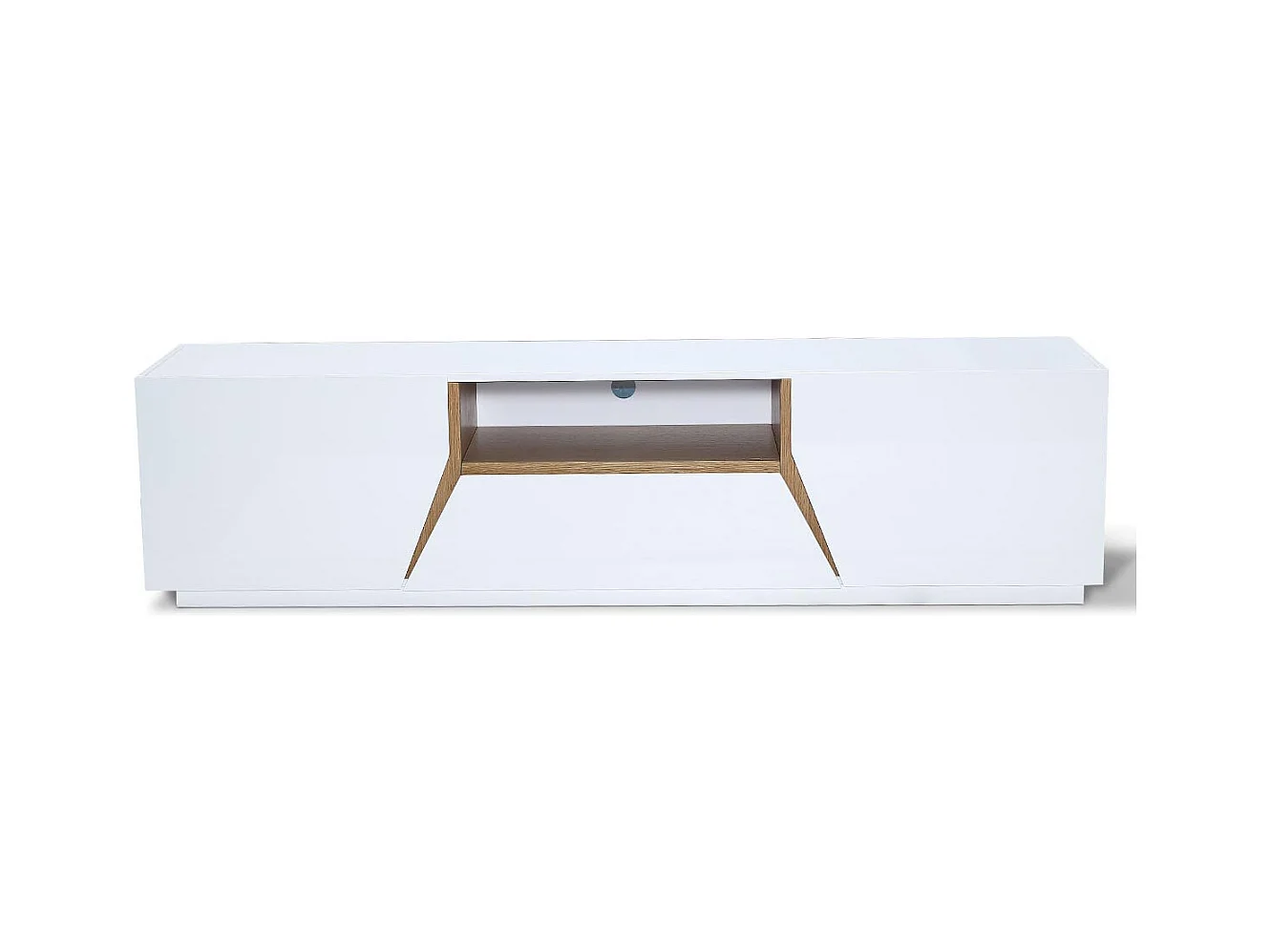 Meuble TV laqué/bois MANDY - Blanc/Chêne