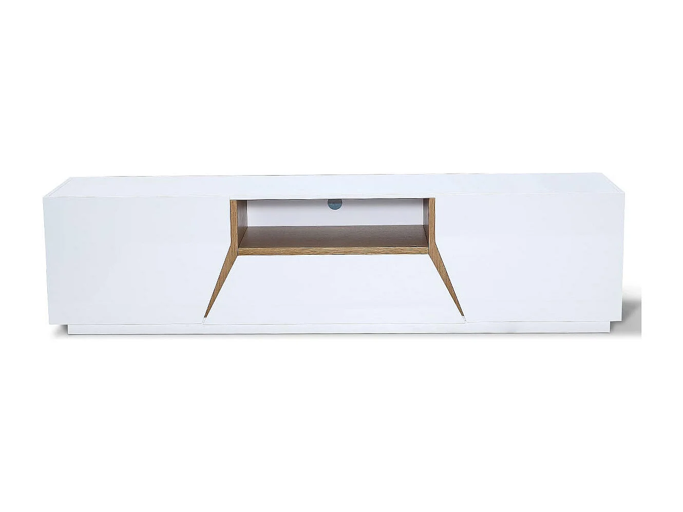 Meuble TV laqué/bois MANDY - Blanc/Chêne