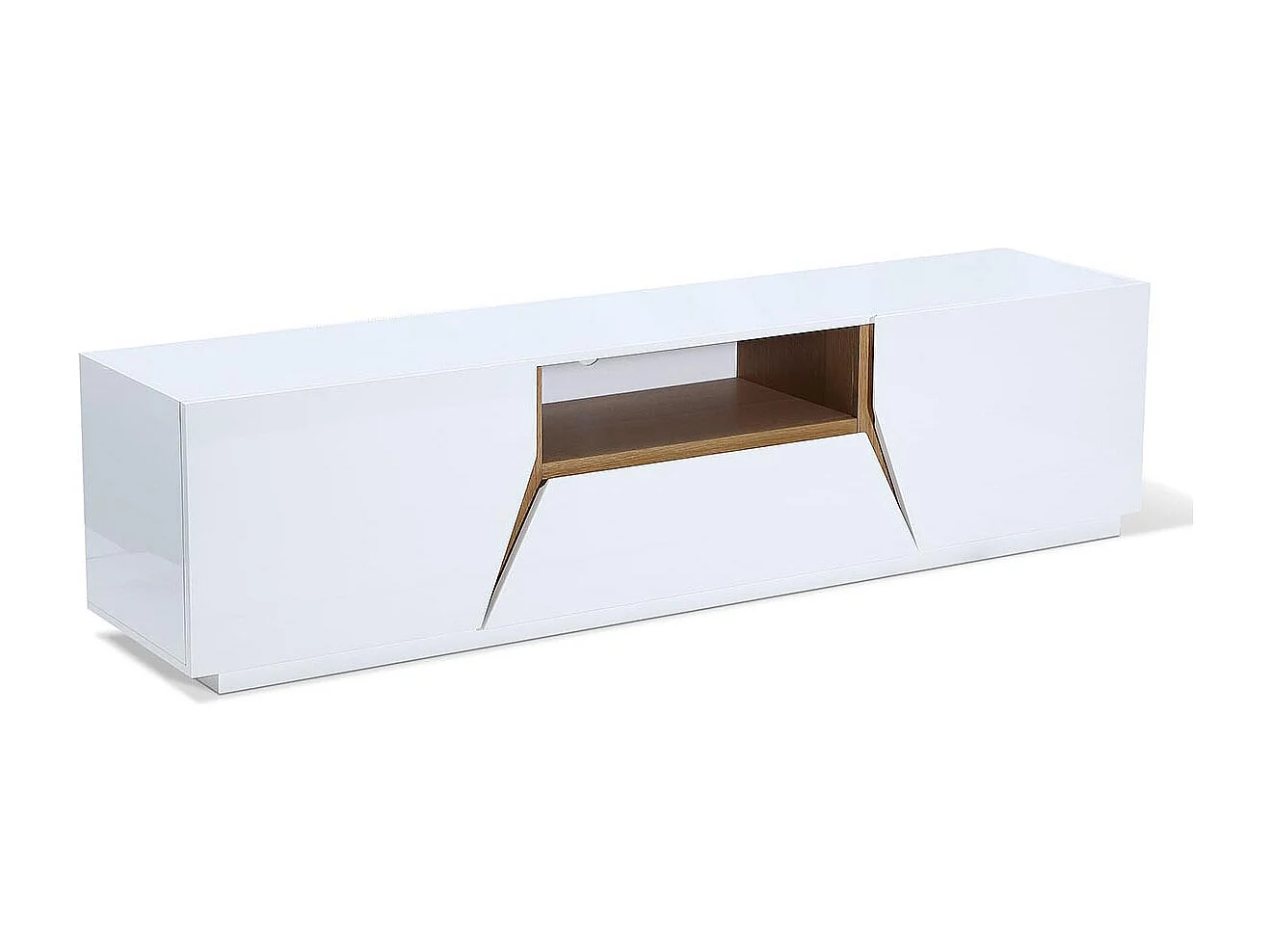 Meuble TV laqué/bois MANDY - Blanc/Chêne
