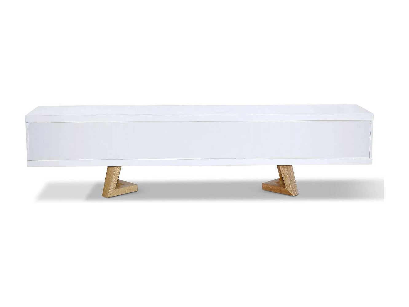 Meuble TV bois/laqué DUNE - Frêne/Blanc