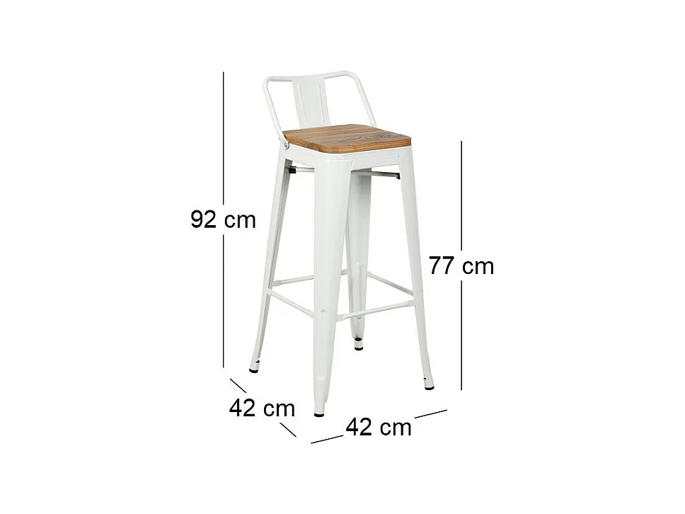 Tabouret de bar en métal et bois d'orme huilé