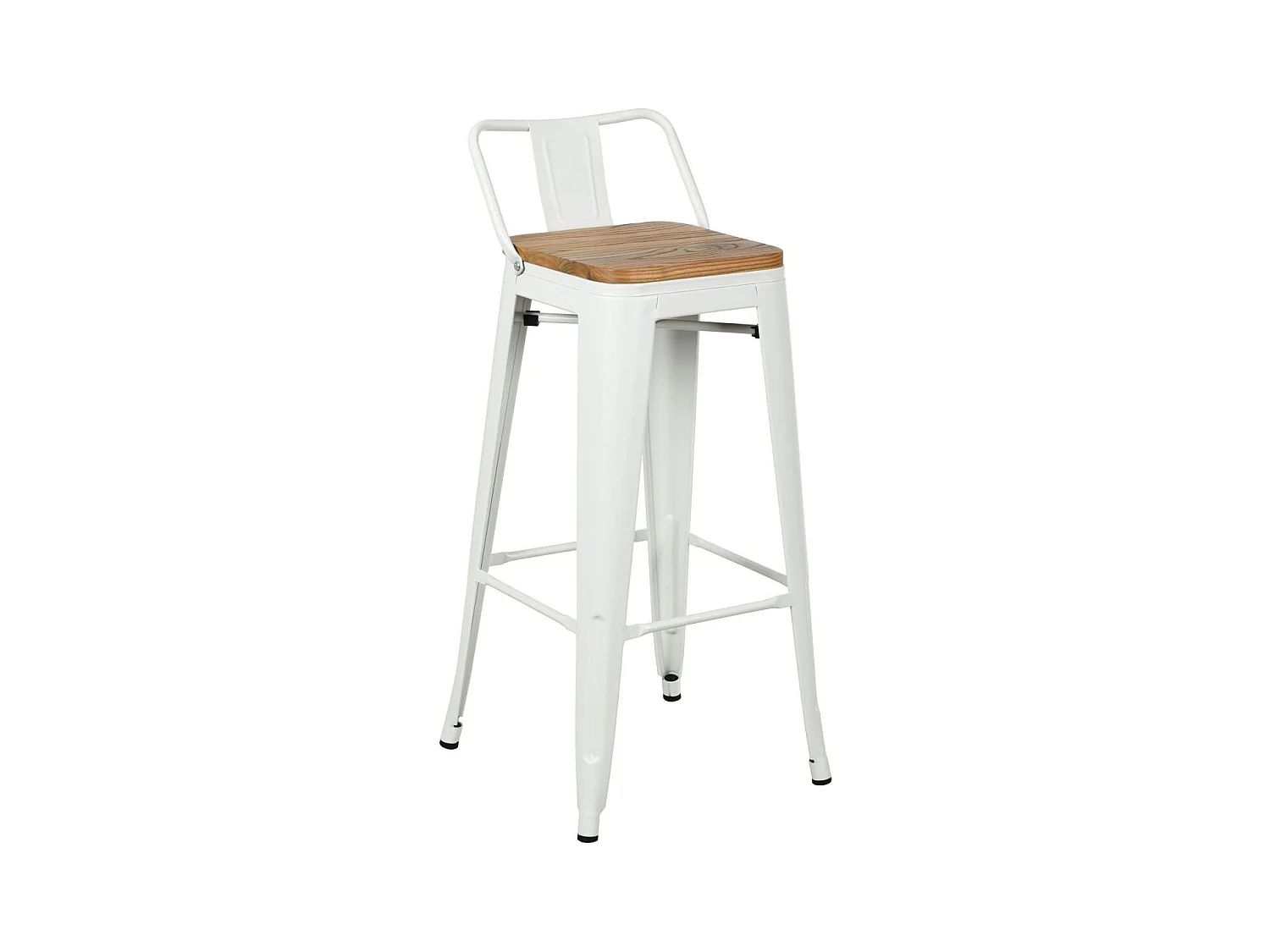 Tabouret de bar en métal et bois d'orme huilé