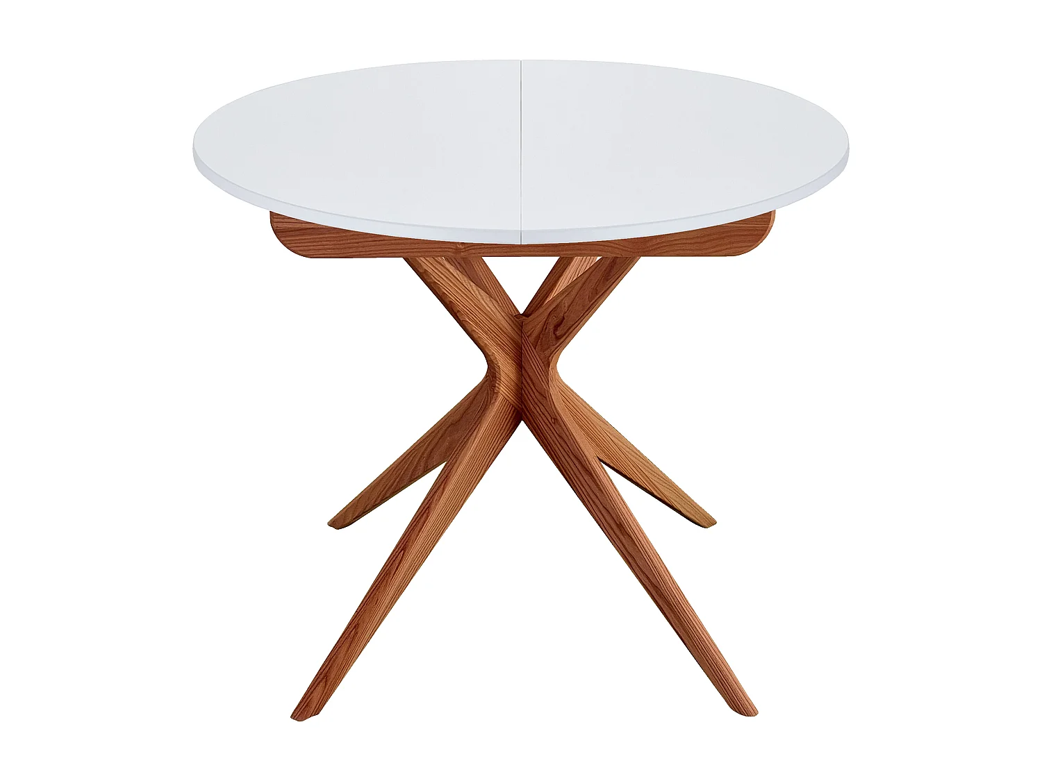 Runder ausziehbarer esstisch 90cm Jubi Weiß | Eschenbein in Eichenoptik