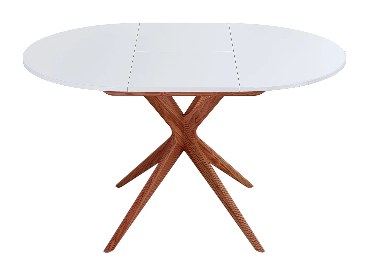 Runder ausziehbarer esstisch 90cm Jubi Weiß | Eschenbein in Eichenoptik