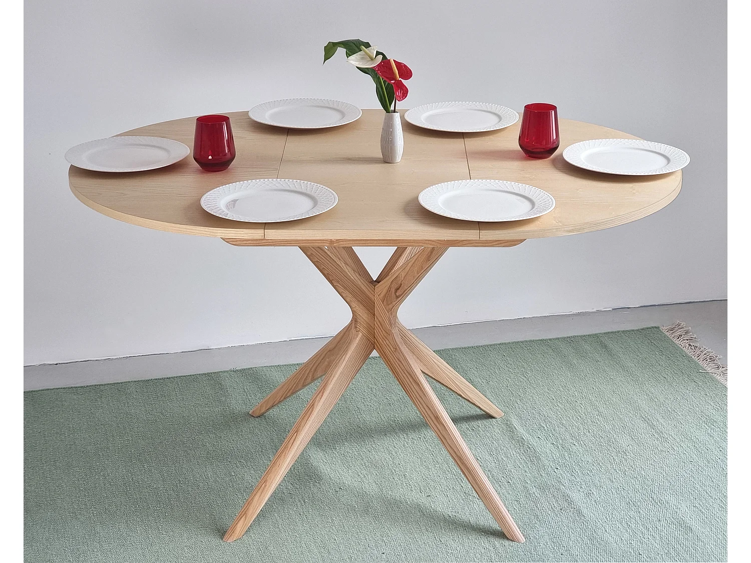 Mesa de comedor redonda extensible 90cm Jubi Fresno