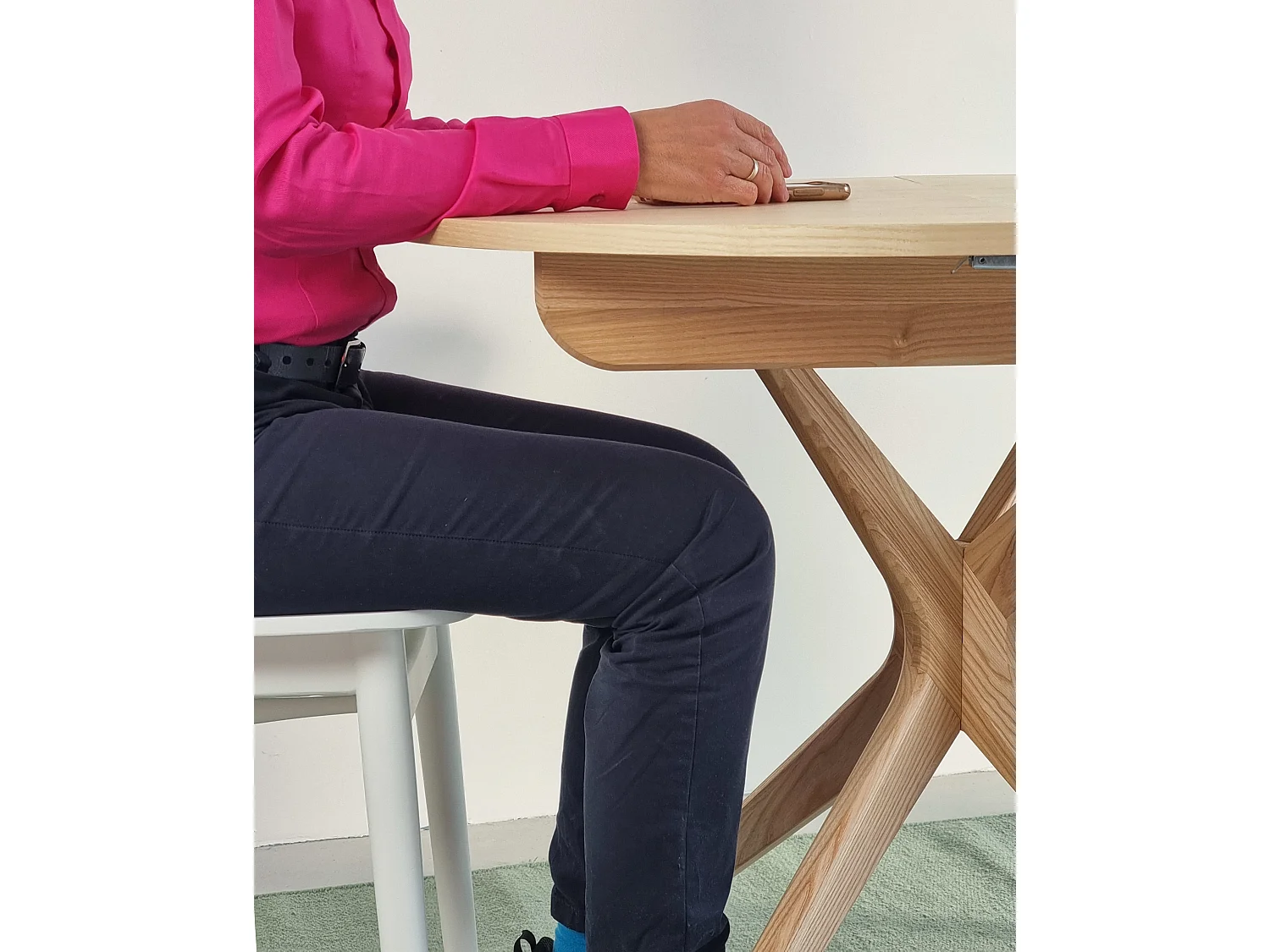 Mesa de comedor redonda extensible 90cm Jubi Fresno