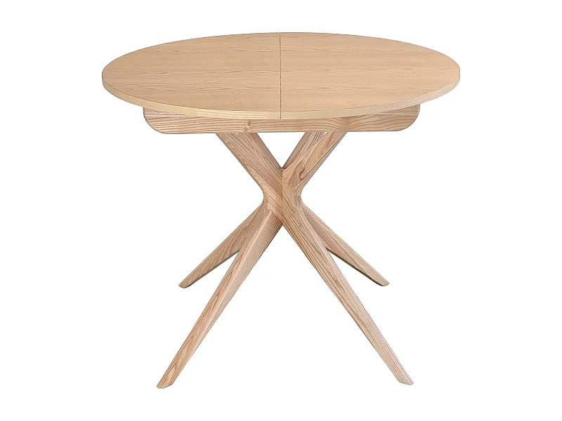 Table à manger ronde extensible 90cm Jubi Frêne