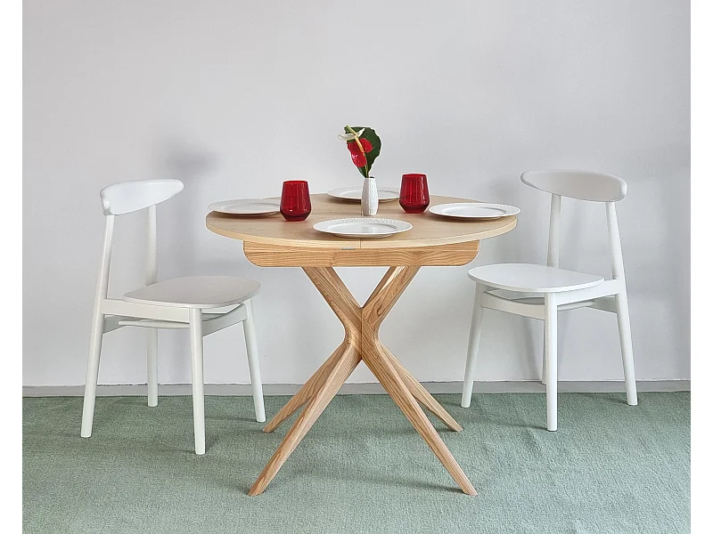 Runder ausziehbarer esstisch 90cm Jubi Esche