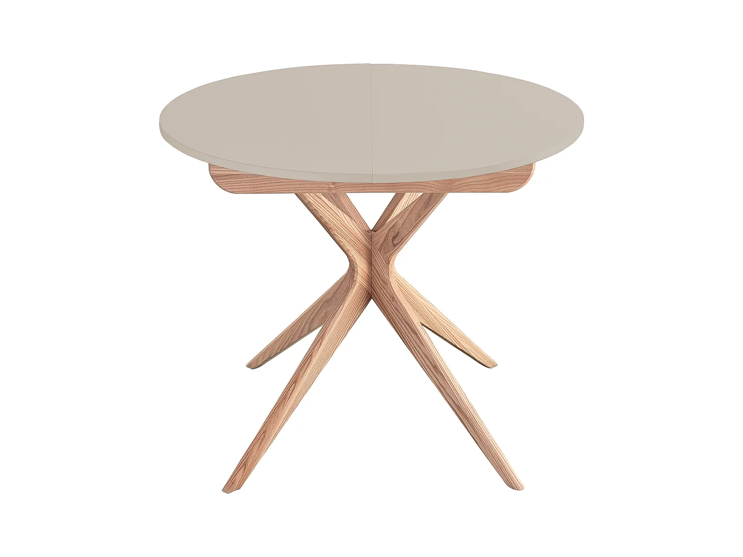 Mesa de jantar redonda extensível 90cm Jubi Castanho Bege | Pé em freixo